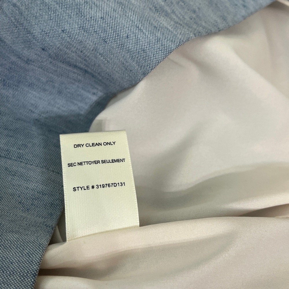 Rebecca Taylor Tailored Dress Womens 6‎ Blue Linen Blend Ruffle Sleeve Career - Picture 7 of 10